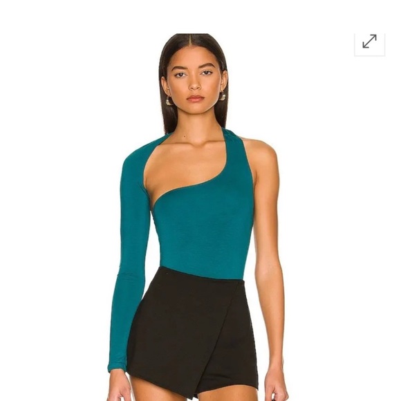 NWOT Superdown Revolve Blue Asymmetrical Cut Out Bodysuit - Picture 1 of 3